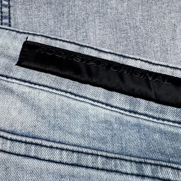 Rockstar Original Jeans Mens 42 Light Wash‎ Stacked Flare Distressed Skelman